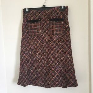 Express brown tweed knee length skirt